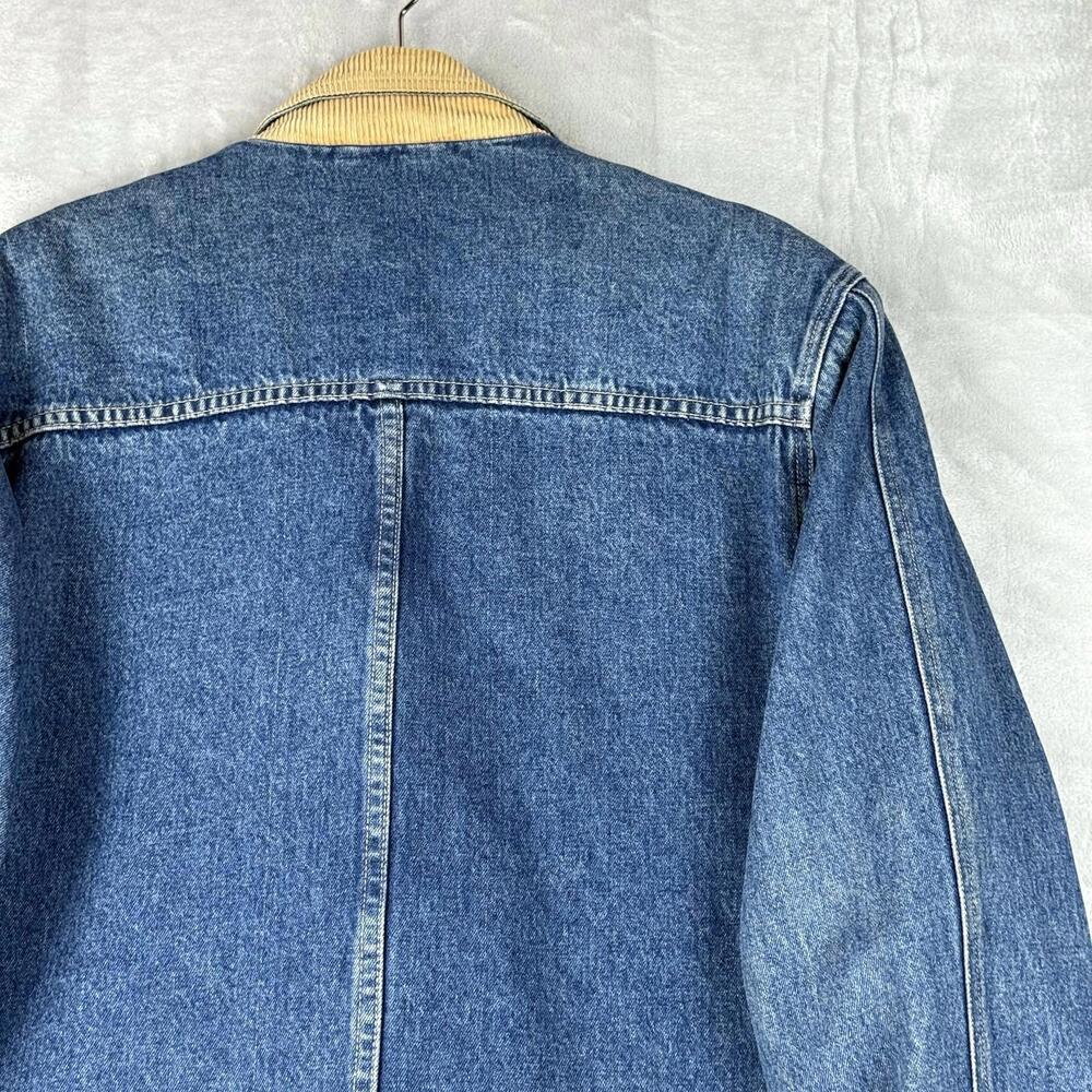 Vintage Eddie Bauer Women Denim Jean Chore Jacket Long Coat Dual Pocket Size L - Picture 9 of 9